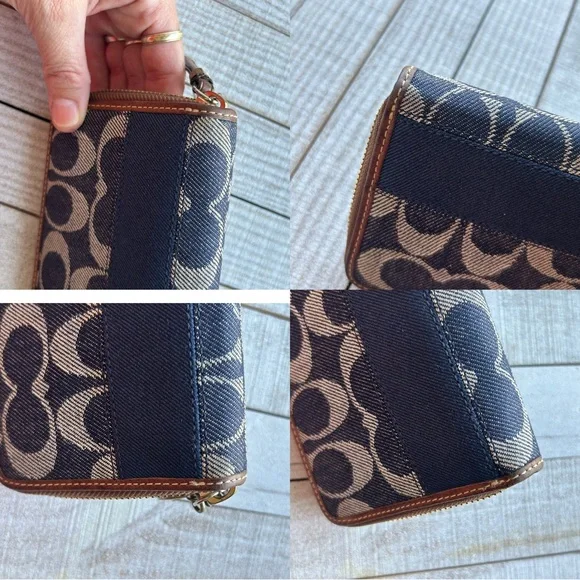 Coach Signature Striped Legacy Denim Accordion Zipper Wallet #40753 - Picture 10 of 14